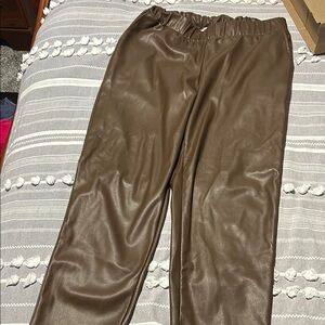 Brown pleather pants